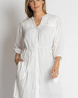LulaLife - Shayna Button Dress in white