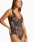 Sea Level - Savanna Longline Scoop Back One Piece Chocolate