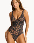 Sea Level - Savanna Longline Scoop Back One Piece Chocolate