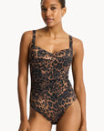 Sea Level - Savanna Twist Front Multifit One Piece Chocolate