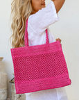 Free Spirit - Raffia Crochet beach Bag Fushcia