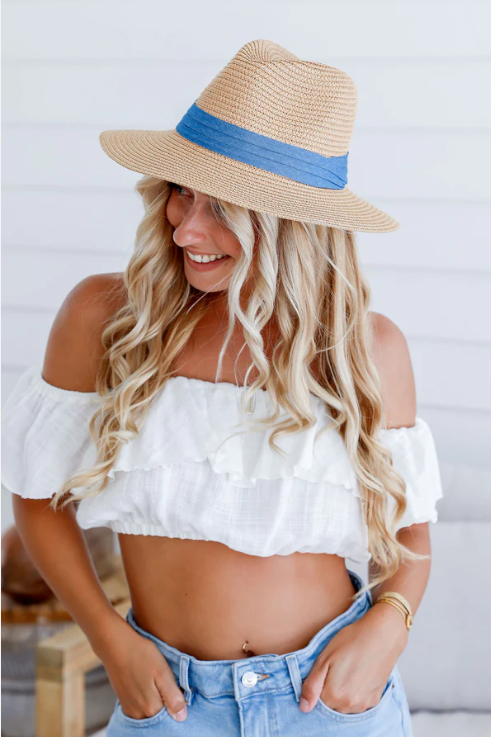 Fedora hat with Blue Band