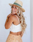 Raffia Fedora hat with Khaki Band