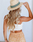 Raffia Fedora hat with Khaki Band