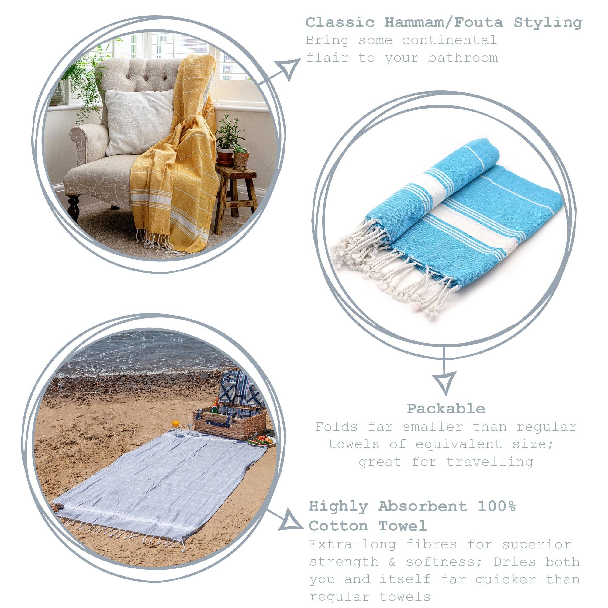 Turkish Beach Towel - Dark Blue