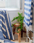 Turkish Beach Towel - Dark Blue Stripe