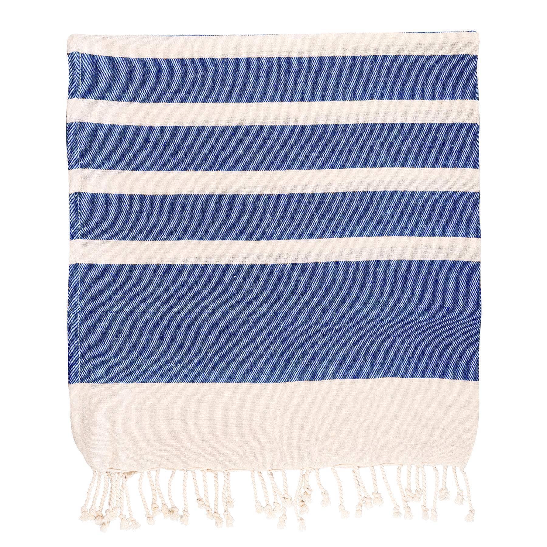 Turkish Beach Towel - Dark Blue Stripe