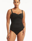 Sea Level - Essentials Twist Front Multifit Singlet Top Black
