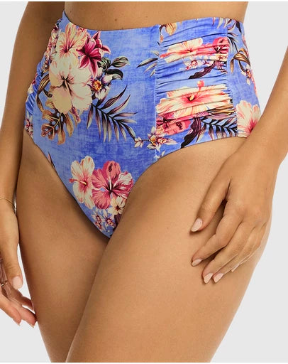 Sea Level - Blue Hawaii High Waist Gathered Side Pant - Larx