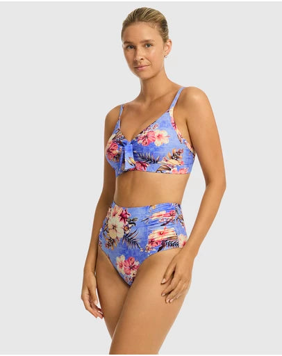 Sea Level - Blue Hawaii High Waist Gathered Side Pant - Larx