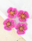 Anna nova - Beaded Pink flower Earrings - Larx