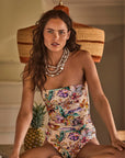 Monte & Lou - Tropical Delight Ruched Bandeau One Piece - Larx