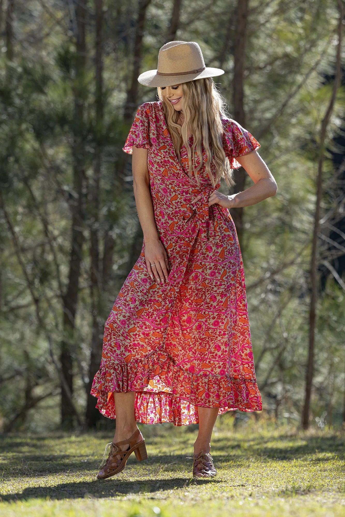 Cienna - Yarrow Short Sleeve Wrap Dress - Larx