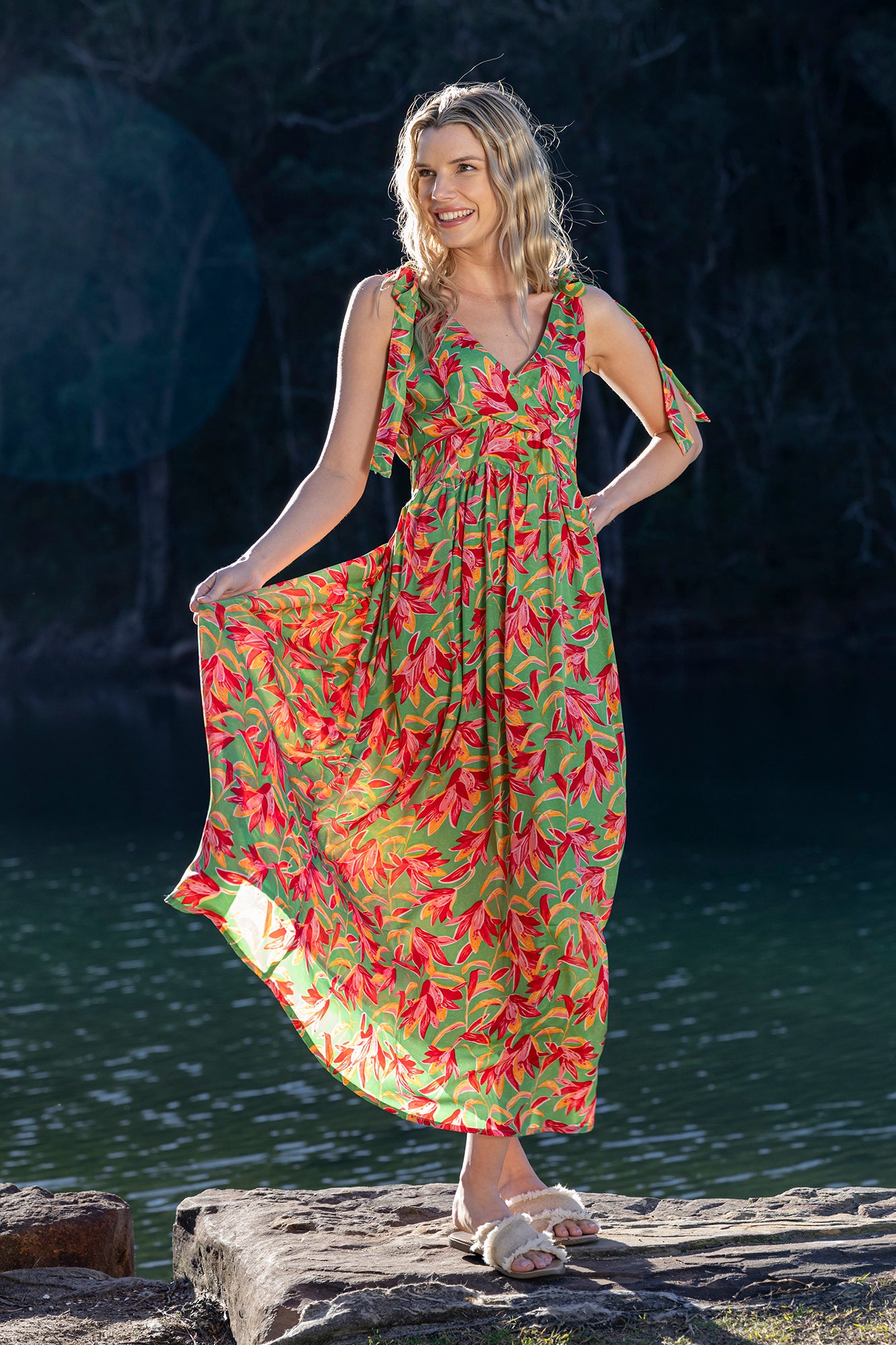 Cienna - Lucia Tie Maxi Dress - Larx