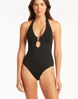 Sea Level - Essentials Keyhole Halter One Piece - Larx