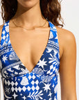 Seafolly - Corfu Deep V Neck One Piece