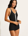 Seafolly - Beach Bound Retro Boyleg One Piece Black