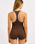 Seafolly - Beach Bound Retro Boyleg One Piece Dark Chocolate