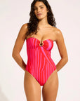 Seafolly - Coastline Ring Front Bandeau One Piece Flame