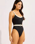 Seafolly - Bandwave Belted Retro Tank One Piece Black