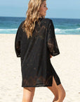 LaSculpte - Patterned Drawcord Kaftan Dress Black