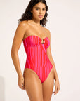 Seafolly - Coastline Ring Front Bandeau One Piece Flame