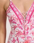 Olympia - White/Magenta Lace Up One Piece