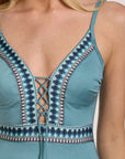 Olympia - Turquoise Lace Front One Piece