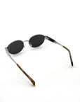 Round Silver Metal Oval Sunglasses in Black