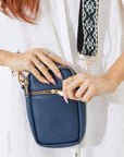 Vegan PU Leather Palm Springs Phone Bag - Navy