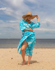 Craftluxe - Blue Palms Kimono Robe