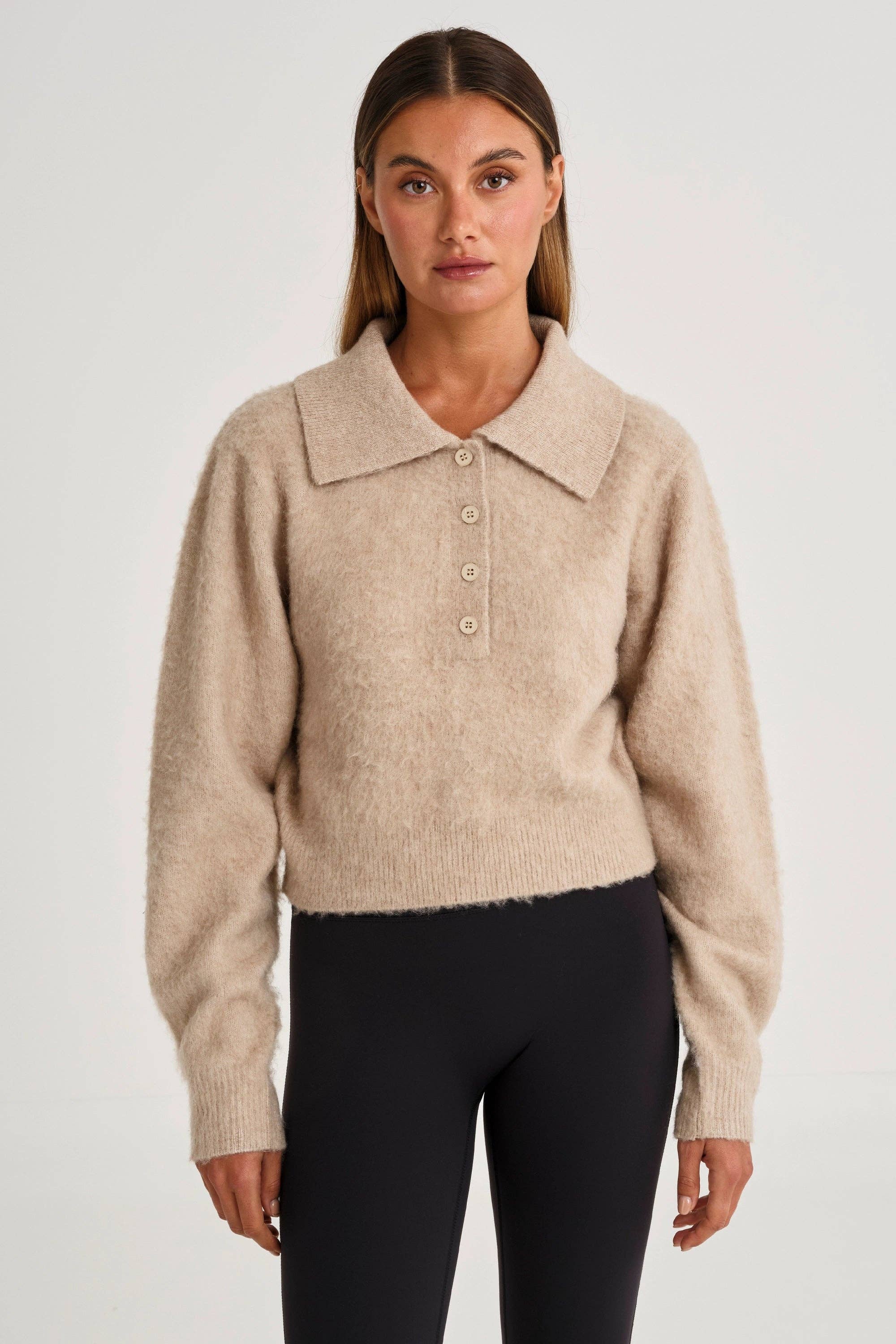 All Fenix - 1/2 Button Polo Knit Toffee
