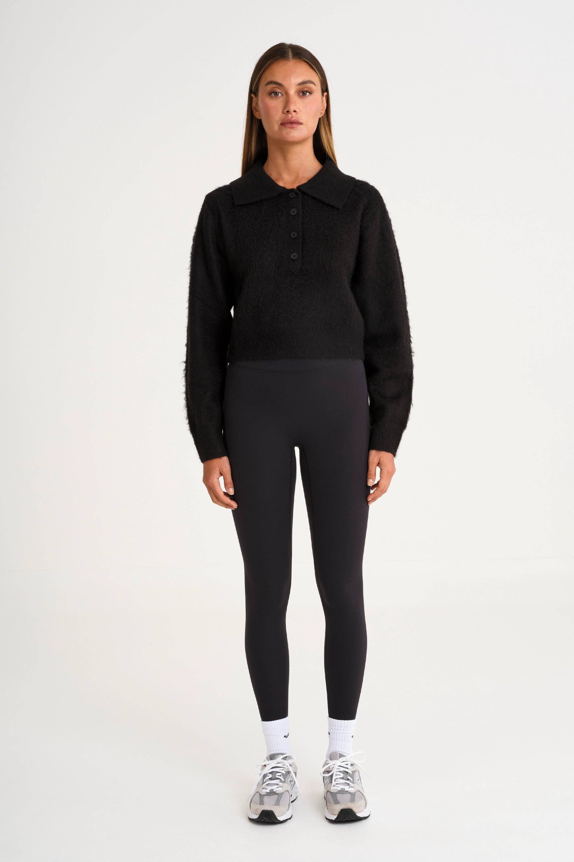 All Fenix - 1/2 Button Polo Knit Black