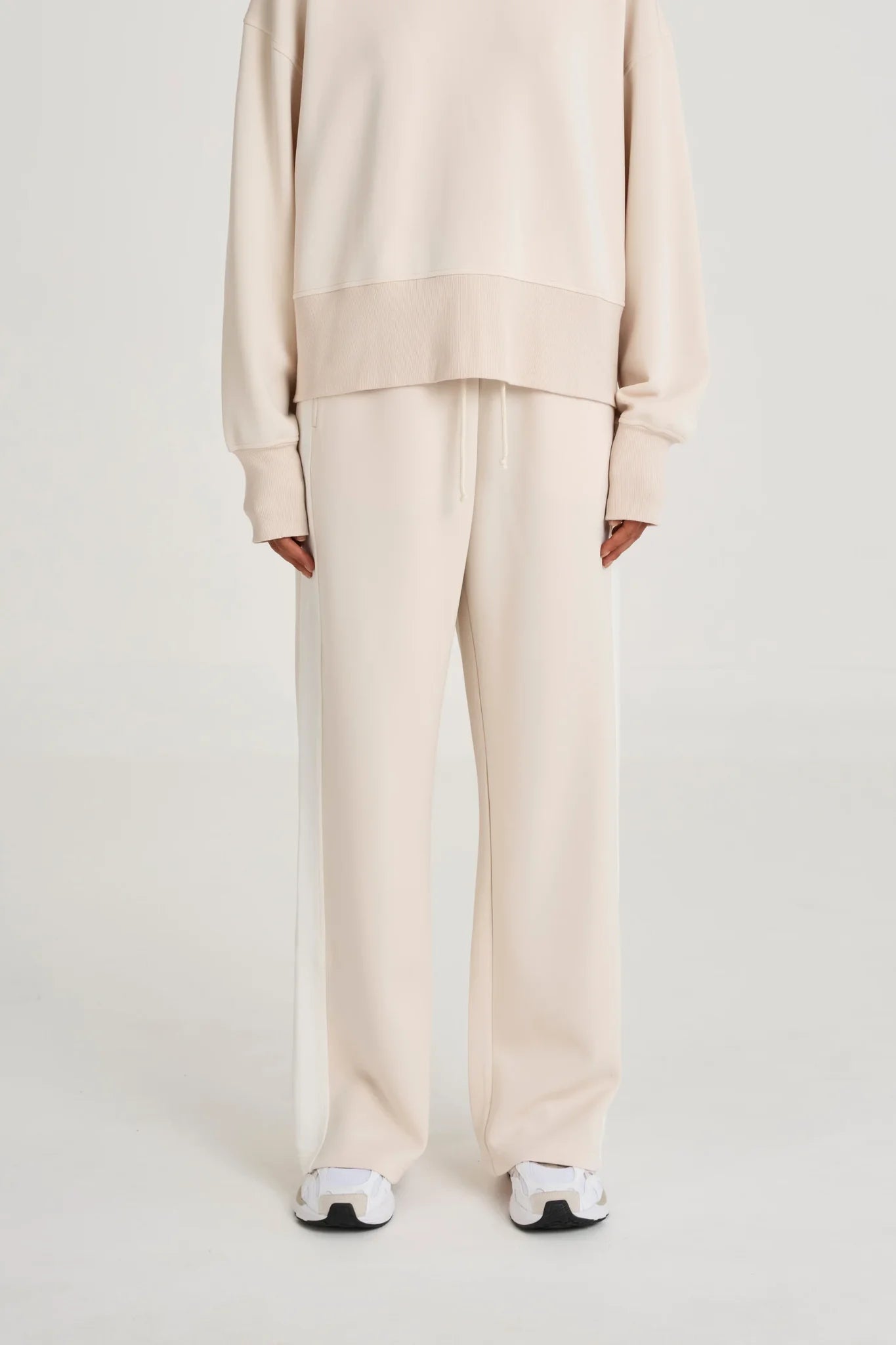 All Fenix - Soft Luxury Contrast Wide Leg Track Pant Clay