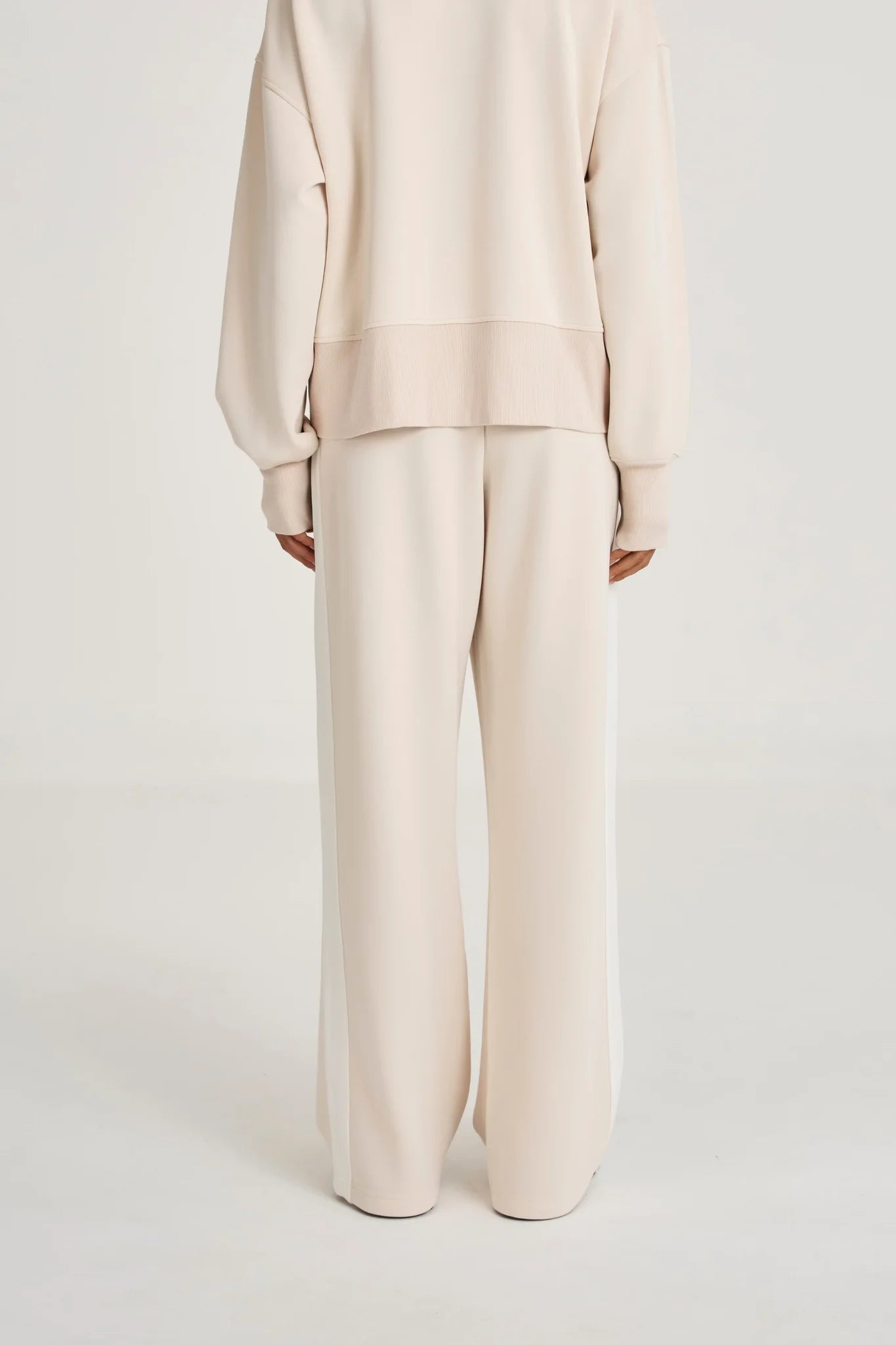 All Fenix - Soft Luxury Contrast Wide Leg Track Pant Clay
