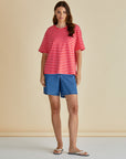 Betty Basics - Relax Boxy Tee Pink/Red Stripe