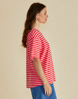 Betty Basics - Relax Boxy Tee Pink/Red Stripe
