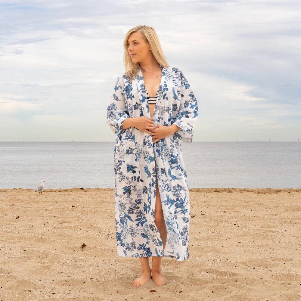 Craftluxe - Blue and White Aisha Kimono Robe