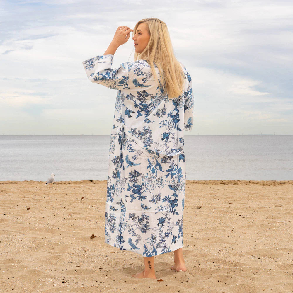 Craftluxe - Blue and White Aisha Kimono Robe