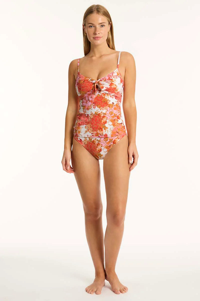Sea Level - Daisyfield Tie Front B/C Tankini - Larx