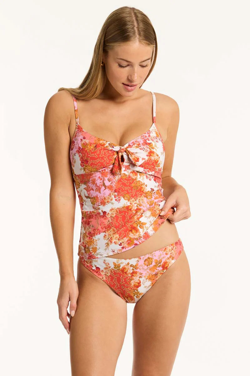 Sea Level - Daisyfield Tie Front B/C Tankini - Larx