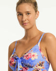 Sea Level - Blue Hawaii Tie Front DD/E Bralette