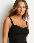 Sea Level - Essentials Twist Front Multifit One Piece Black