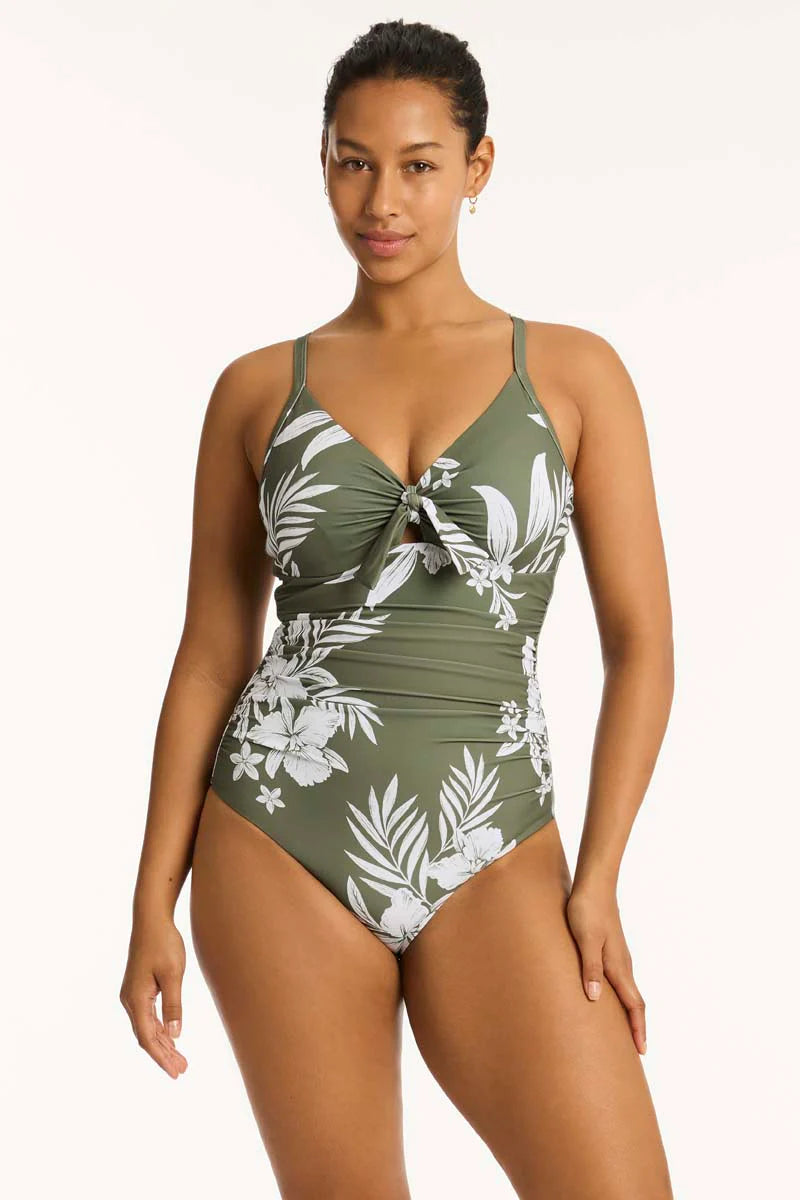 Sea Level - Aloha Tie Front DD/E One Piece