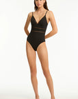 Sea Level - Essentials Edit Cross Back Tri One Piece Black