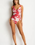 Sea Level - Veridian Cross Front Muiltifit One Piece Ruby