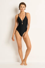 Load image into Gallery viewer, Monte &amp; Lou - ML Rib Plunge Cross Strap One Piece
