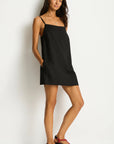 Sea Level - Shore Linen Shift Short Dress Black