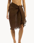 Seafolly - Beachedit Cotton Gauze Sarong Dark Chocolate