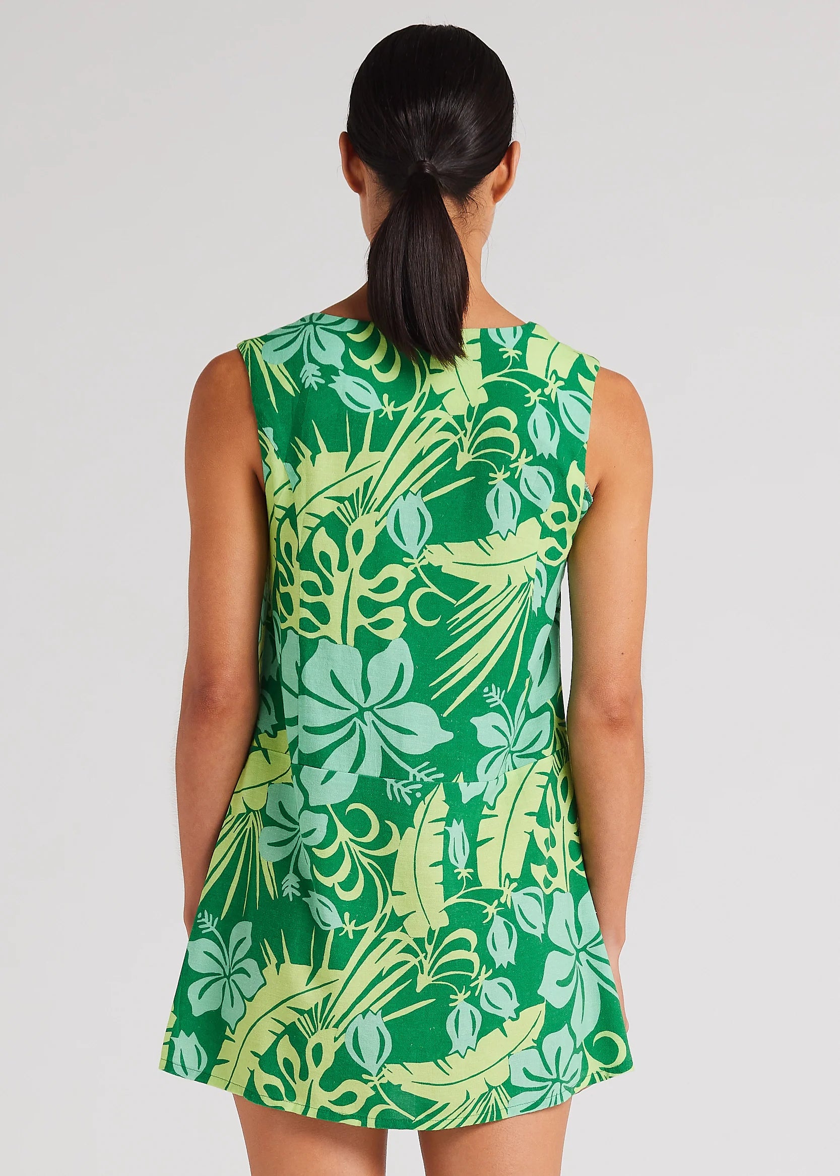 Poolside Paradiso - Tahiti V Button Up Dress - Leaf